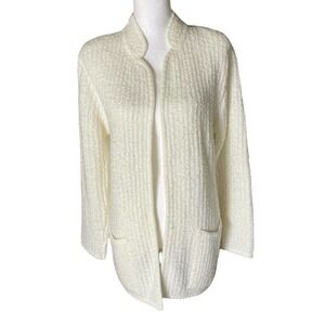 VTG Winks Lane Open Front Cardigan Sweater White sz 40